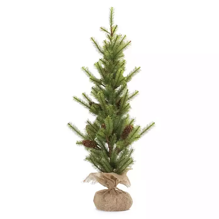 Mini Pine Tree with Pinecones in Burlap, 3 ft.