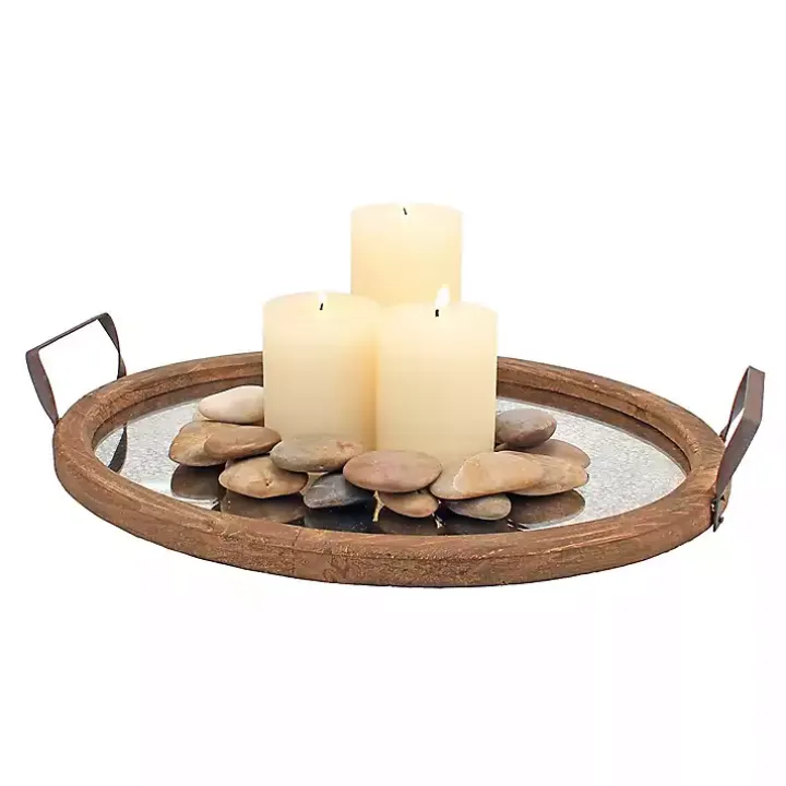 Mirrored Wood Oval Tray