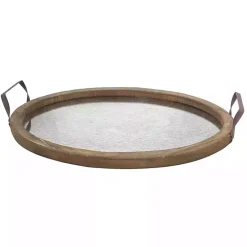 Mirrored Wood Oval Tray
