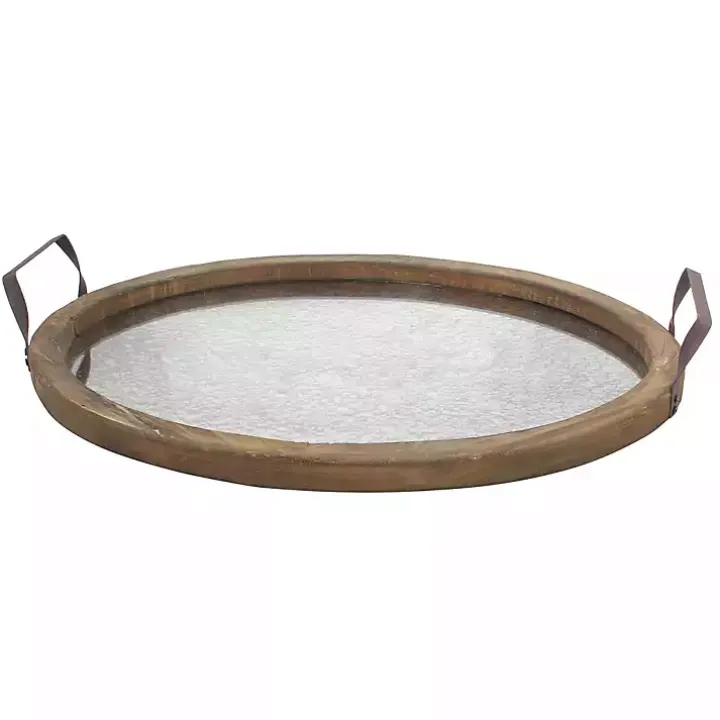 Mirrored Wood Oval Tray