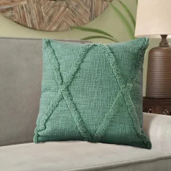 Misty Jade Tufted Diamond Pillow, 18 in.