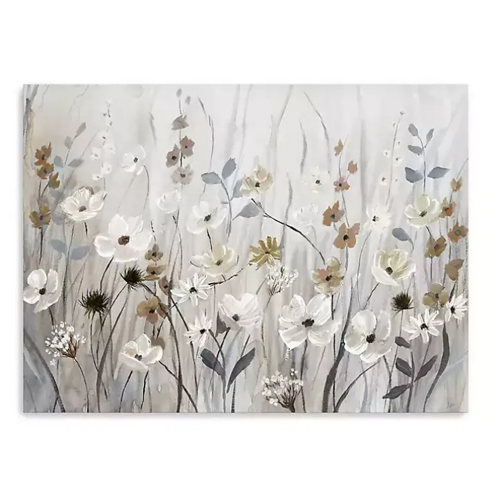 Misty Meadow Field Large Canvas Art Print