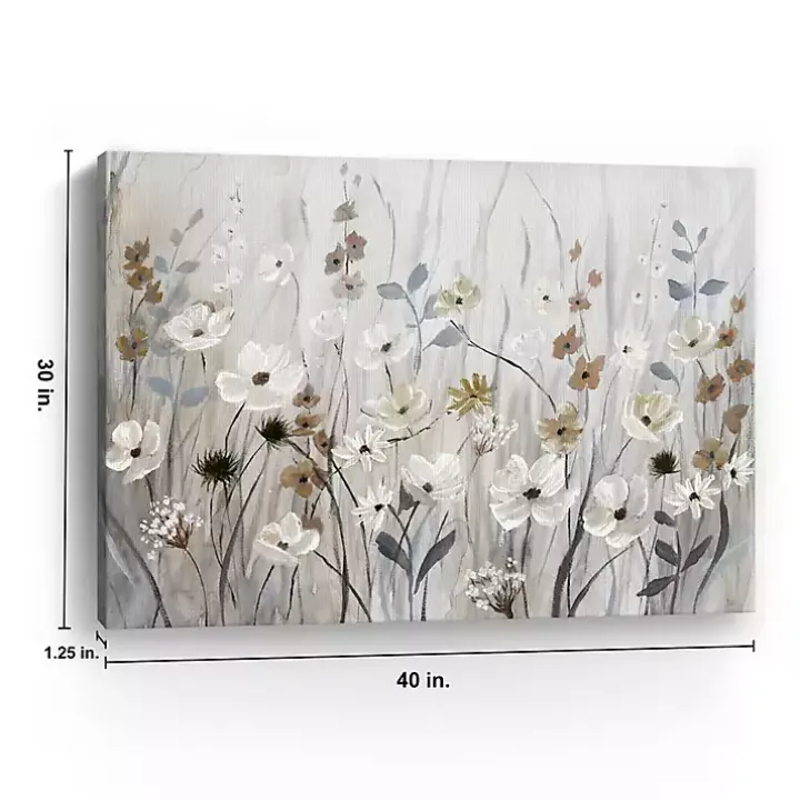 Misty Meadow Field Large Canvas Art Print