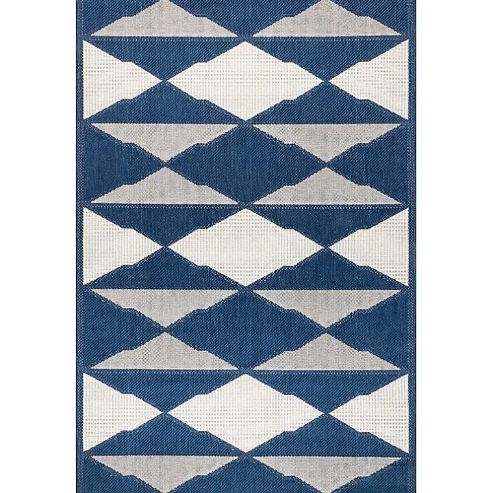 Mitchell Blue Geo Diamonds Outdoor Rug, 8x10