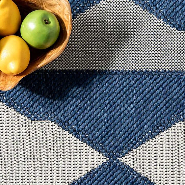 Mitchell Blue Geo Diamonds Outdoor Rug, 8x10