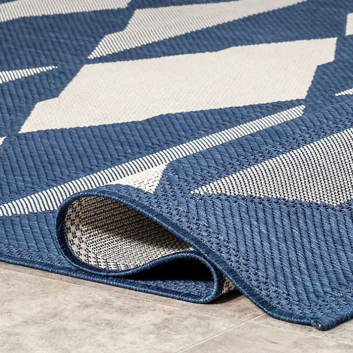 Mitchell Blue Geo Diamonds Outdoor Rug, 8x10