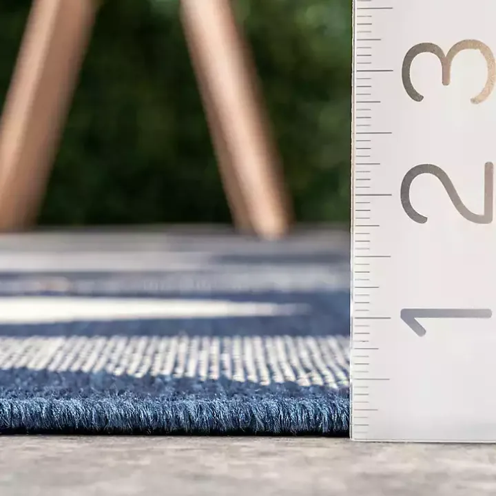 Mitchell Blue Geo Diamonds Outdoor Rug, 8x10