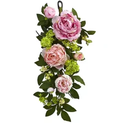 Mixed Peony and Hydrangea Swag Teardrop