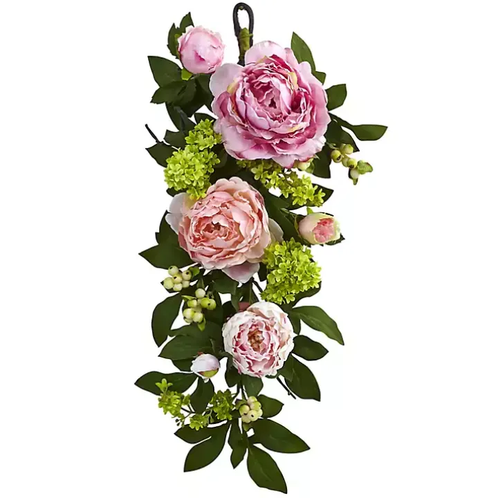 Mixed Peony and Hydrangea Swag Teardrop