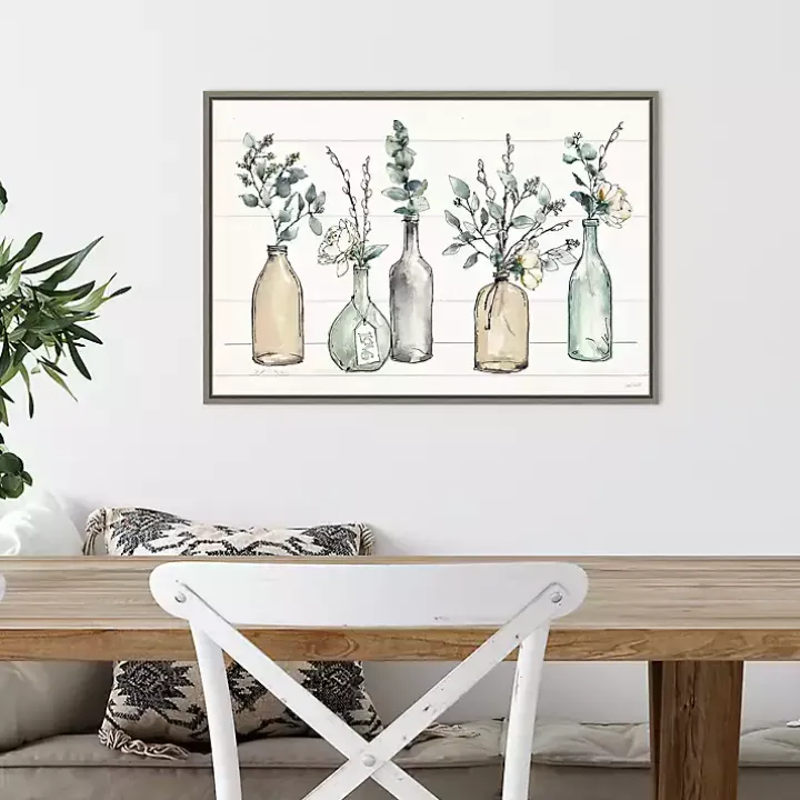 Modern Farmhouse Floral Framed Canvas Art Print
