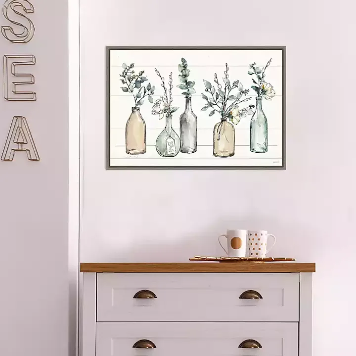 Modern Farmhouse Floral Framed Canvas Art Print