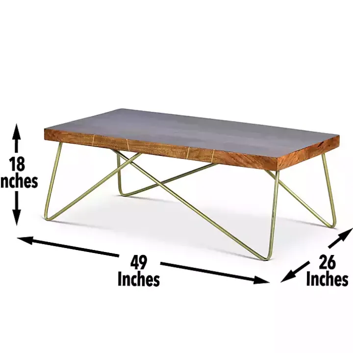 Modern Mango Wood Brass Coffee Table