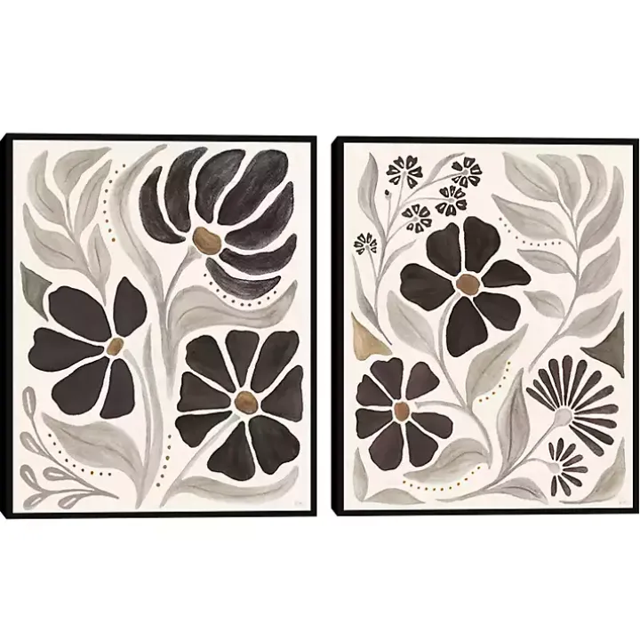 Modern Petals Framed Canvas Art Prints, Set of 2