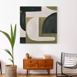 Moody Green Shapes I Canvas Art Print