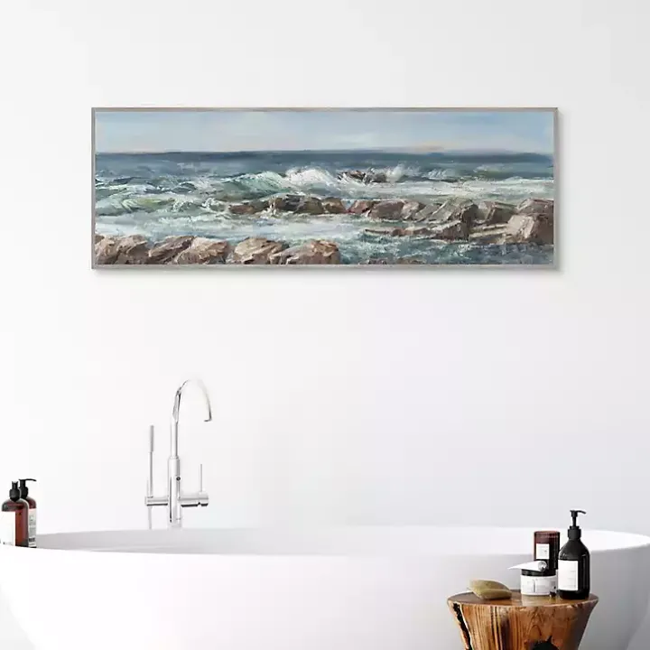Moody Ocean View Framed Canvas Art Print