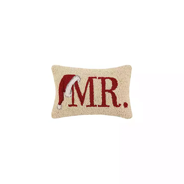 Mr. Santa Hat Wool Lumbar Pillow
