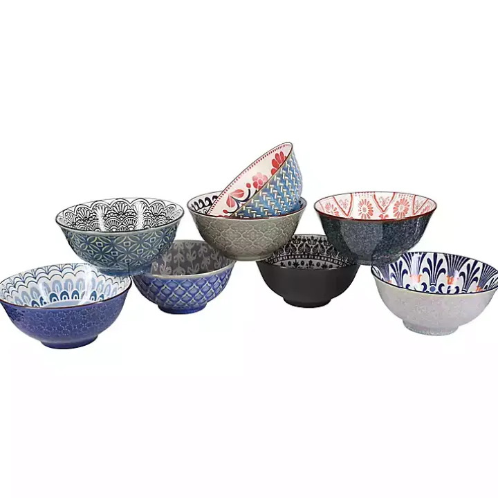 Multi Patterned Ceramic 8-pc. Bowl Set