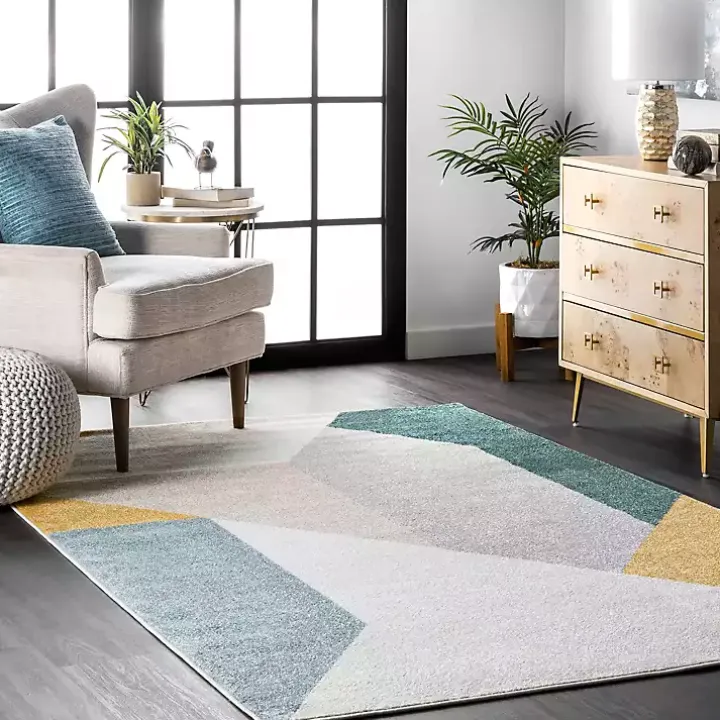Multicolor Abstract Shapes Area Rug, 6x9