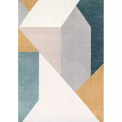 Multicolor Abstract Shapes Area Rug, 8x10