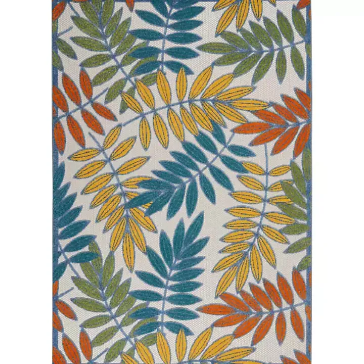 Multicolor Botanical Outdoor Area Rug, 6x9
