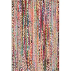 Multi-Color Braided Jute and Cotton Area Rug, 5x8