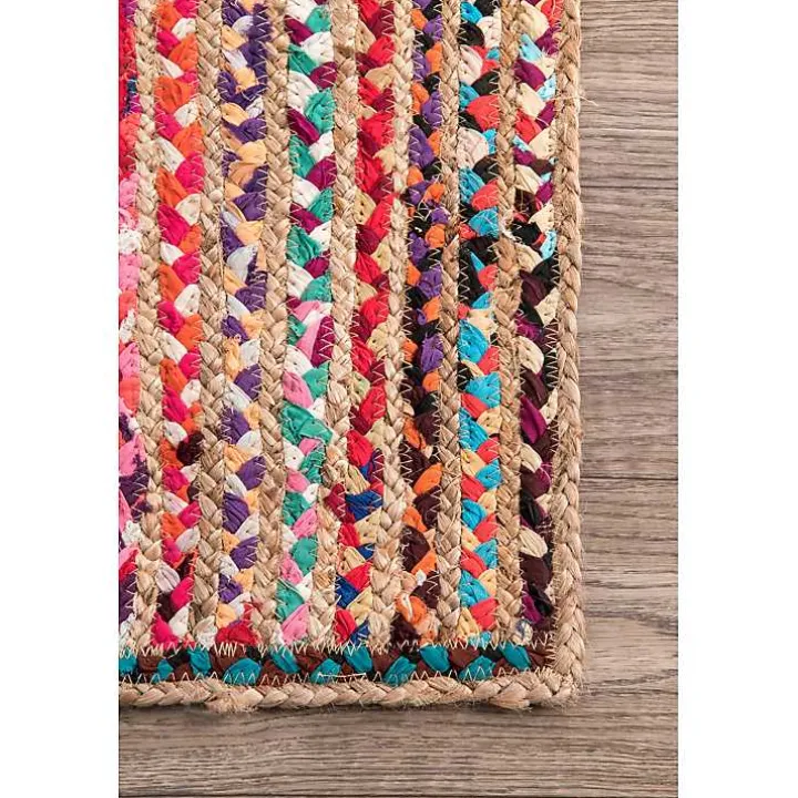 Multi-Color Braided Jute and Cotton Area Rug, 5x8