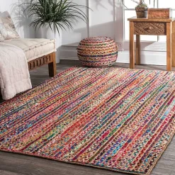 Multi-Color Braided Jute and Cotton Area Rug, 8x10