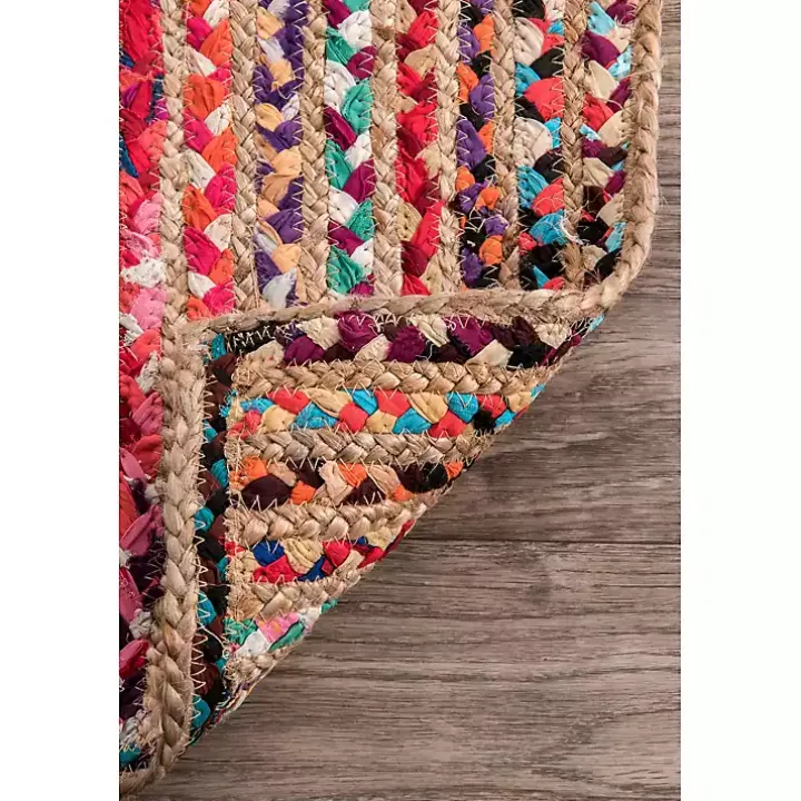 Multi-Color Braided Jute and Cotton Area Rug, 8x10