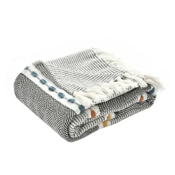 Multicolor Herringbone Stripe Throw