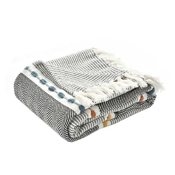 Multicolor Herringbone Stripe Throw