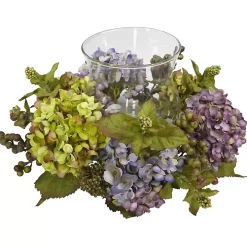 Multicolor Hydrangea and Berry Candle Centerpiece