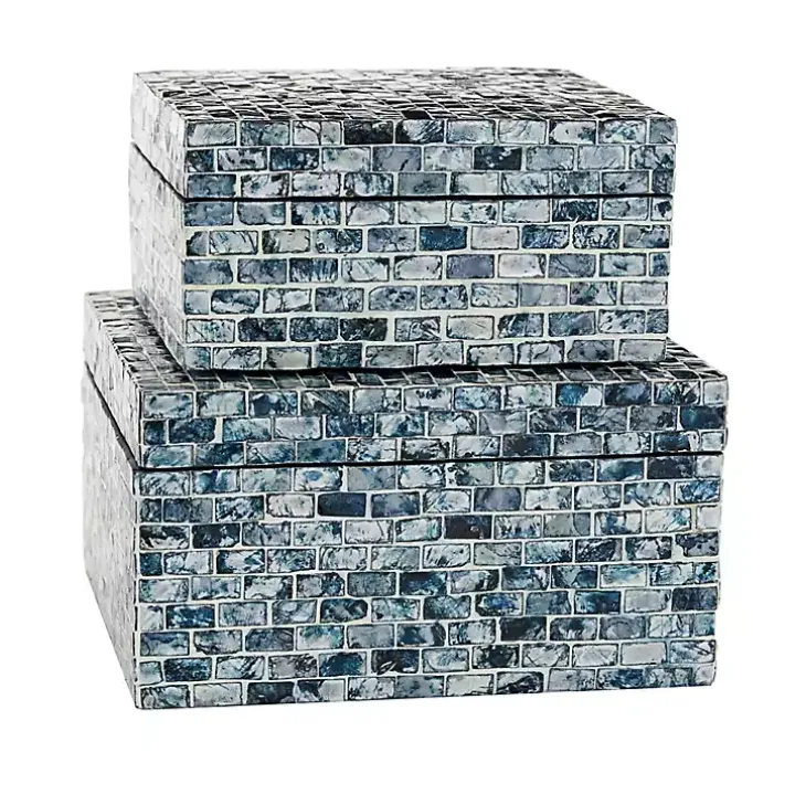 Multicolor Mother of Pearl Coastal Boxes, Set of 2