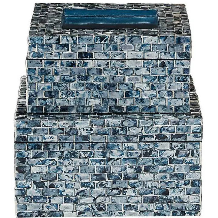 Multicolor Mother of Pearl Coastal Boxes, Set of 2