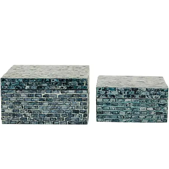 Multicolor Mother of Pearl Coastal Boxes, Set of 2