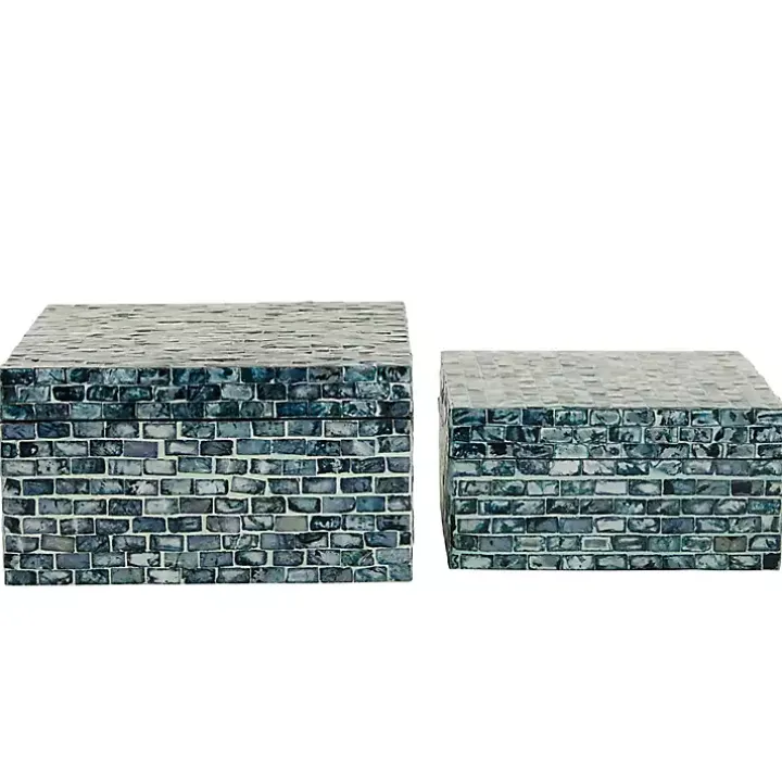Multicolor Mother of Pearl Coastal Boxes, Set of 2