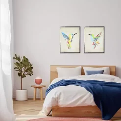 Multicolor Watercolor Hummingbird Framed Art Print
