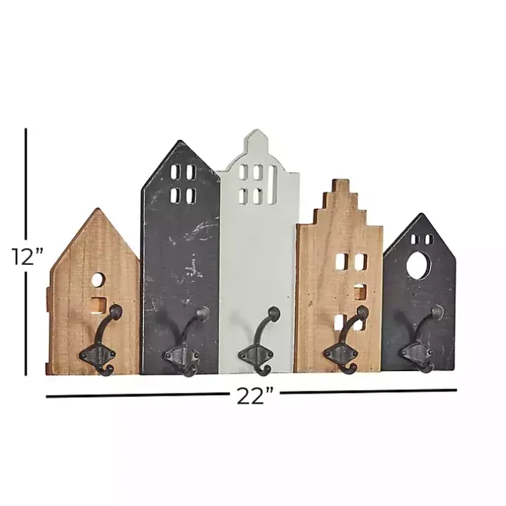 Multicolor Wood Building Wall Hooks