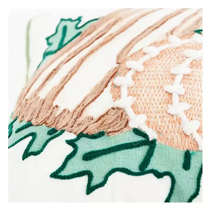 Multicolored Pumpkins Embroidered Throw Pillow