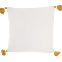 Mustard Stitched Lattice Throw Pillow