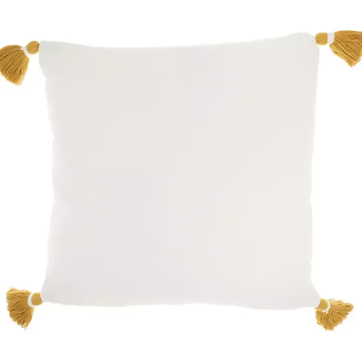 Mustard Stitched Lattice Throw Pillow