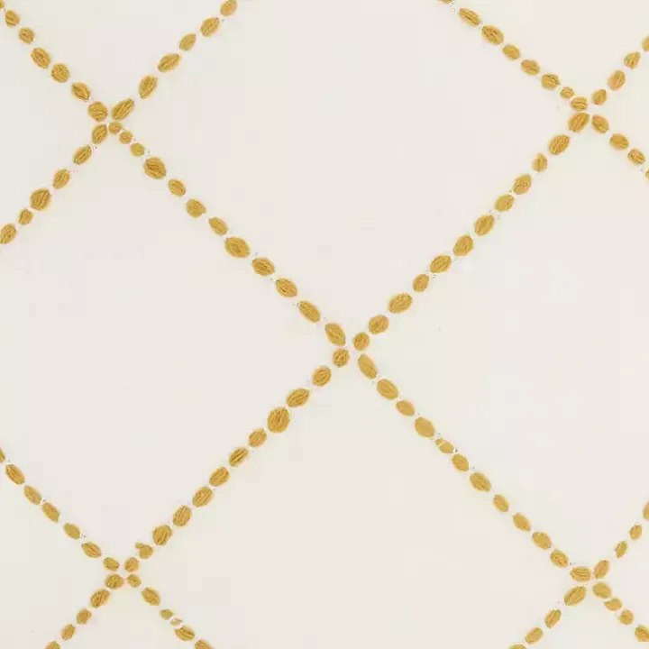 Mustard Stitched Lattice Throw Pillow