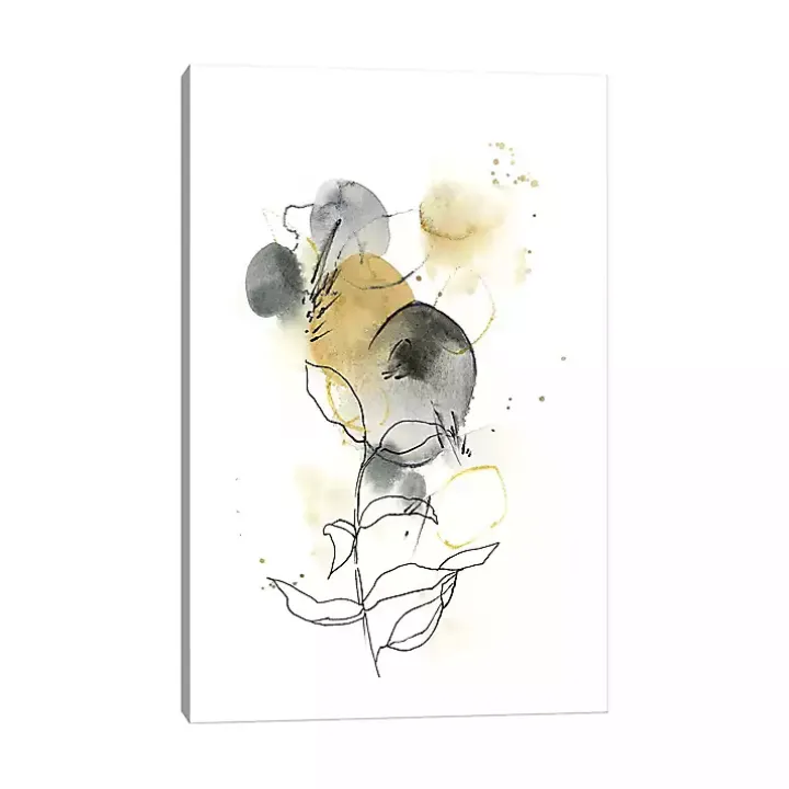 Mustard Yellow and Gray Abstract Canvas Art Print