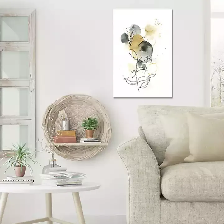 Mustard Yellow and Gray Abstract Canvas Art Print