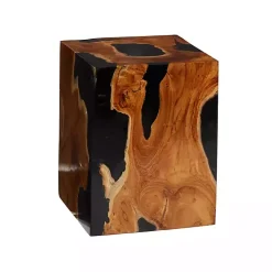 Natural Abstract Teak Wood Grain Accent Table