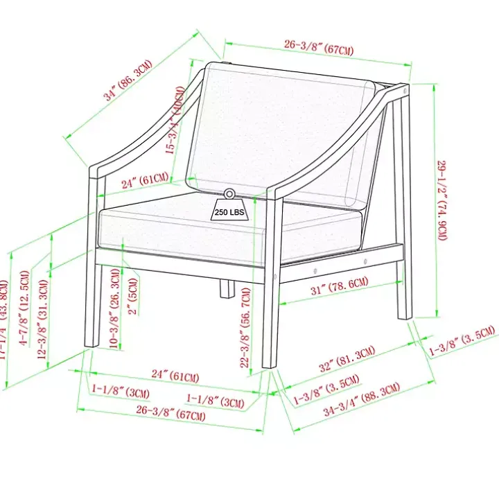 Natural Acacia Wood Outdoor Club Chair