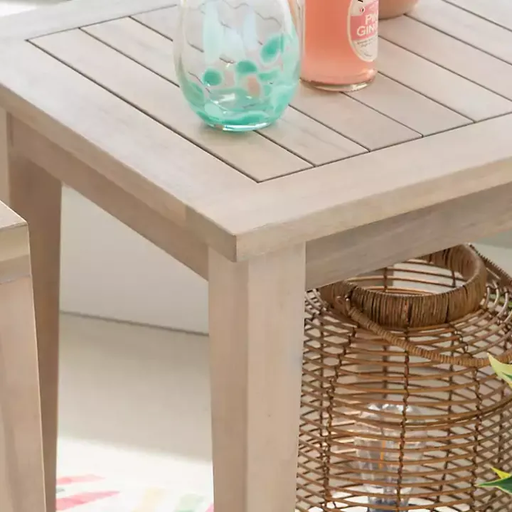 Natural Acacia Wood Slatted Outdoor Side Table