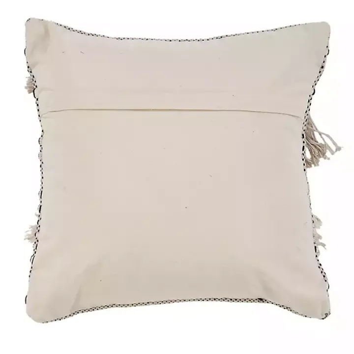 Natural and Black Cozy Fringe Pillow