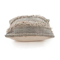 Natural and Black Cozy Fringe Pillow