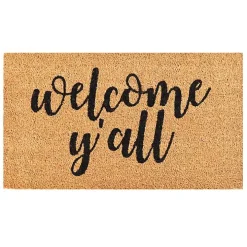 Natural and Black Welcome Y'all Doormat