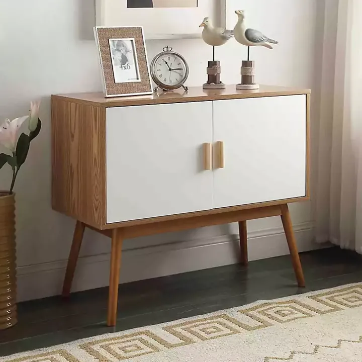 Natural and White Reversible Doors Cabinet